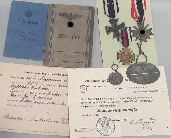 Nachlass 1 + 2. Wk Militärpaß Wehrpaß Militaria Eiserne Kreuz Kriegsverdienstkreuz Finnland Tapferkeitsmedaille 1918 Erkennungsmarke