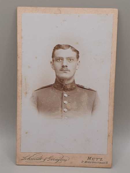 CDV um 1900 Militaria Metz Saarland 8. Regiment Schulterstücke