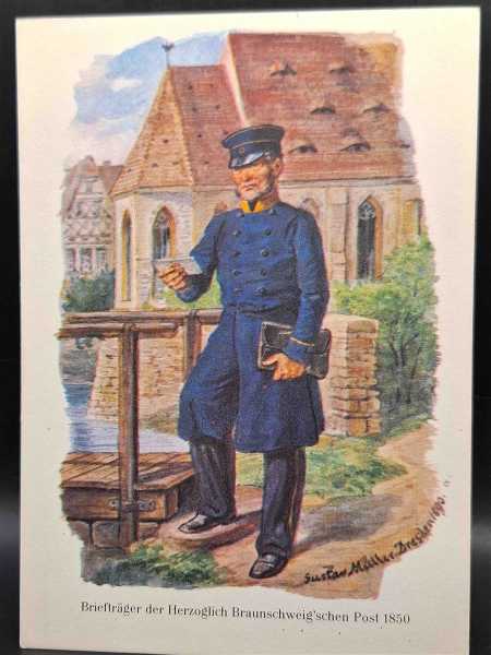 Ak Ansichtskarte Postkarte Postbeamter Briefträger Braunschweig´schen Post 1850