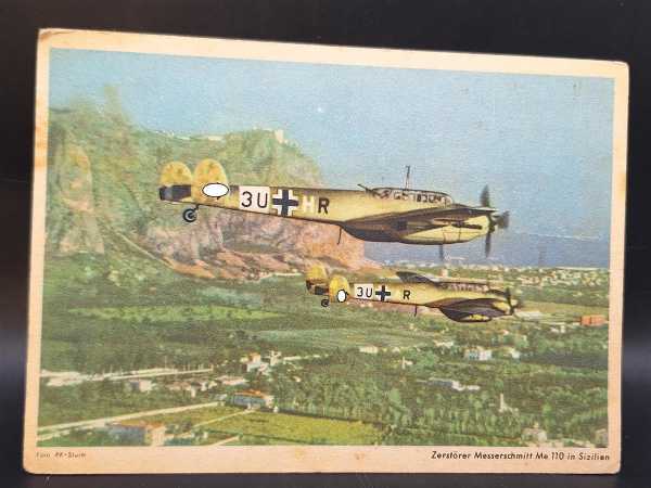 Ak Ansichtskarte Postkarte Luftwaffe Messerschmitt ME 110 über Sizilien