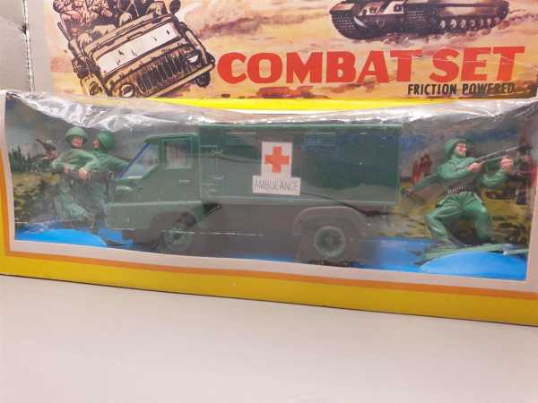 Combat Set Friction Powered Ambulance Fahrzeug LKW + 4 Figuren Soldaten ca. 1:50