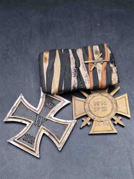 2er Ordensspange Eiserne Kreuz FEK Frontkämpfer Militaria Auflage mit Schwerter