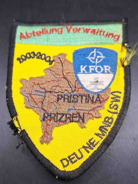 Bundeswehr Patch Ärmelabzeichen KFOR 2003 Abteilung Verwaltung Deu Ne MNB SW RAR