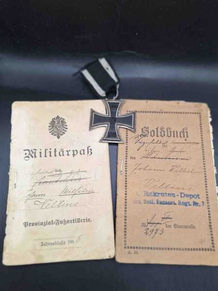 Militärpaß + Soldbuch + Eiserne Kreuz Provinzial-Fußartillerie KGL PREUSSEN