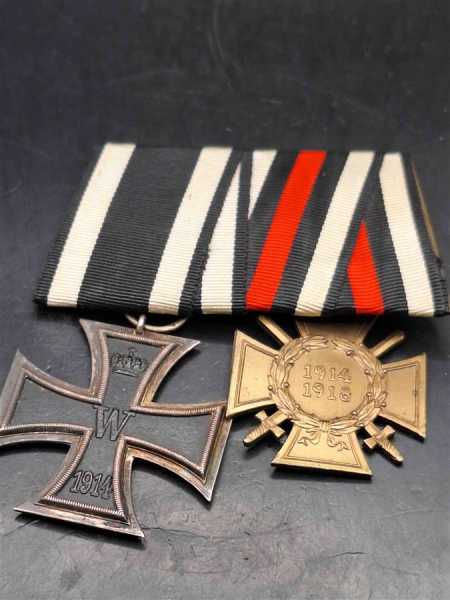 2er Ordensspange Eiserne Kreuz Frontkämper FEK mit Schwerter Militaria