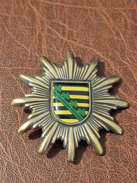 Mützenabzeichen Mützenstern Polizei Orden Badge BRD Sachsen