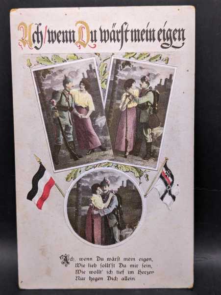 AK Ansichtskarte Postkarte Feldpost Marine Flagge Soldat Abschied Militaria