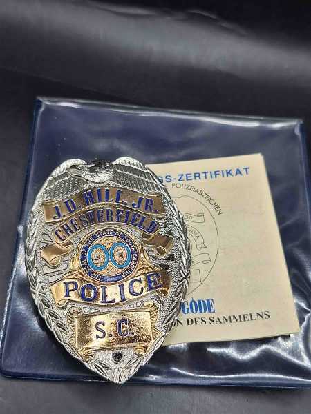 Chesterfield South Carolina S.C. Police Badge Polizei US Abzeichen Marke Insigne