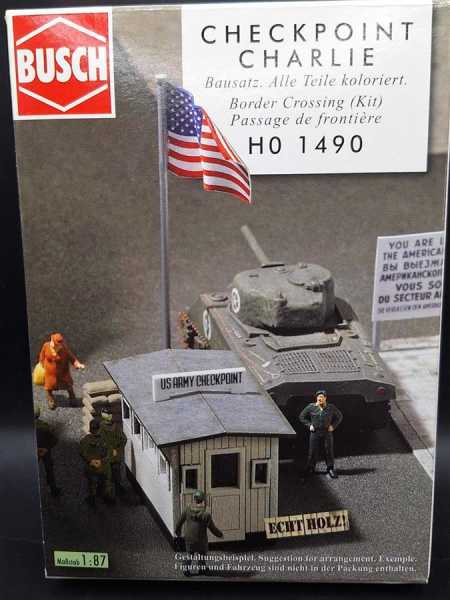 Busch H0 1490 Checkpoint Charlie Berlin US Army Modellbausatz Teile Koloriert