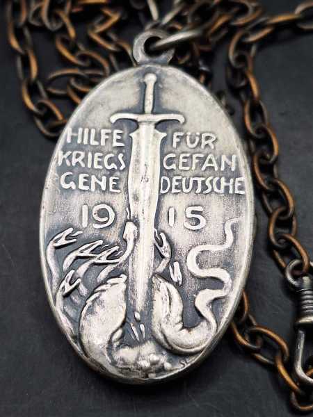 Abzeichen Hilfe für kriegsgefangene Deutsche 1915 mit Kette Orden 1. WK RAR