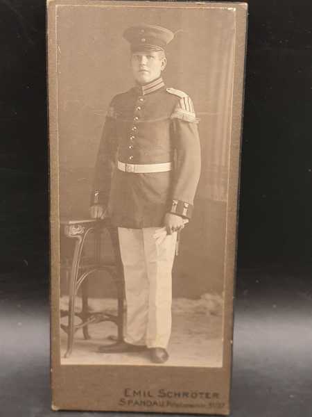 CDV um 1900 Militaria Schirmmütze Schwalbennest Musiker Koppelschloss Uniform