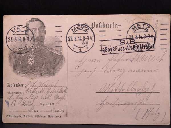 AK Ansichtskarte Postkarte Kaiser Halskreuz Metz K. Bay. 2 Fuss Art. Reg.