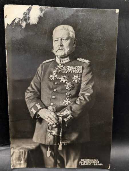 AK Ansichtskarte Postkarte Reichspräsident Hindenburg Großkreuz Ordensspange RAR