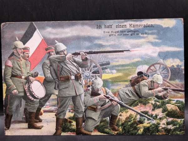 AK Ansichtskarte Postkarte Ich hatt einen Kameraden eine Kugel kam geflogen 1915