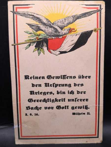 Ansichtskarte Landw. Inf. Reg. 121 2. Kompagnie Wilhelm II Adler Fahne Stempel