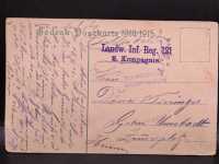 Ansichtskarte Landw. Inf. Reg. 121 2. Kompagnie Wilhelm II Adler Fahne Stempel