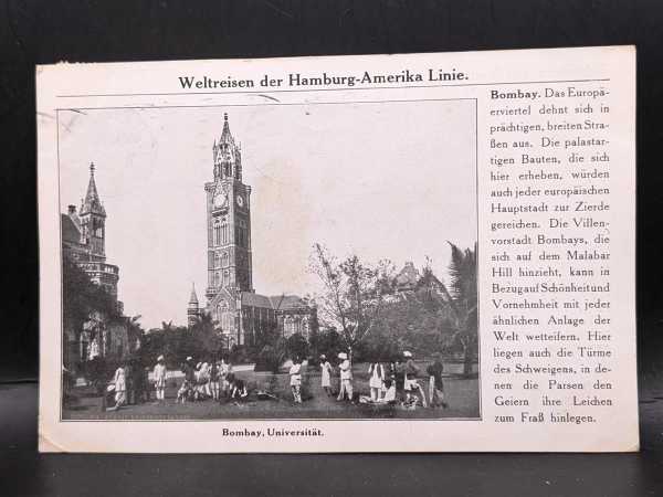 Ansichtskarte Postkarte Weltreisen der Hamburg-Amerika Linie Bombay Universität