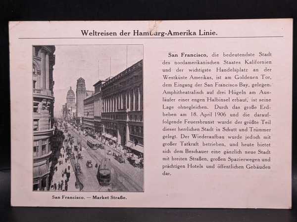 Ansichtskarte Weltreisen der Hamburg-Amerika Linie San Francisco Market Straße