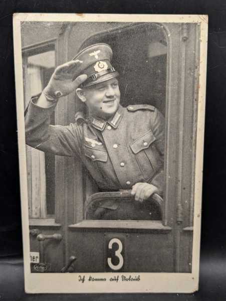 AK Ansichtskarte Postkarte 2. WK Ich Komm auf Urlaub Zug Wehrmacht Soldat