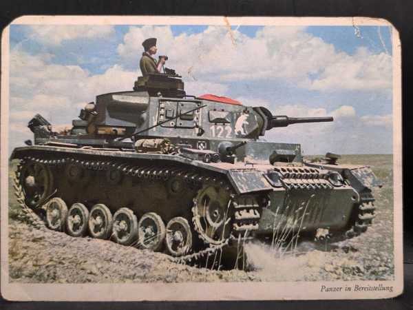 AK Ansichtskarte Postkarte 2. WK Bachmann Panzer in Bereitstellung 122 Farbe