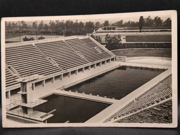 AK Ansichtskarte Postkarte 2. WK Reichssportfeld Blick Kampfbahn Schwimmstadtion