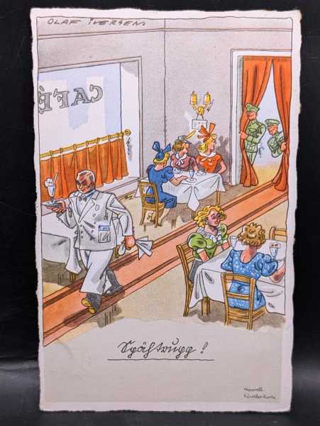 AK Ansichtskarte Postkarte 2. WK Soldaten Humor Olaf Iversen Feldpost 1942