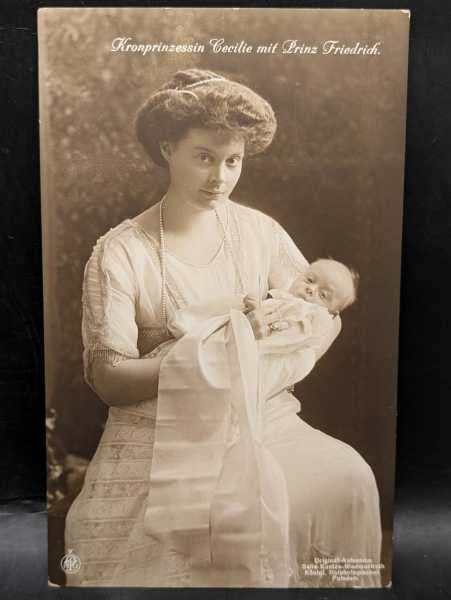 AK Ansichtskarte Postkarte Kronprinzessin Adel Cecilie mit Prinz Friedrich Baby