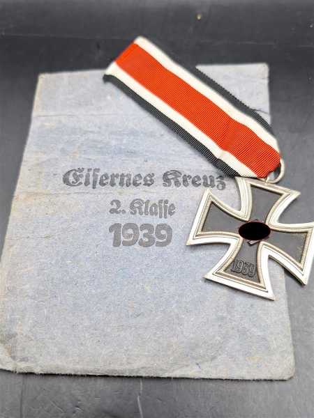 EK2 Eisernes Kreuz 2. Klasse 1939 Am Band Schöner Zustand GLANZ mit Tüte EK TOP Kernschwärze