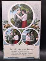 AK Ansichtskarte Postkarte Feldpost Ulm 1915 Du bist wie eine Blume Soldat Frau