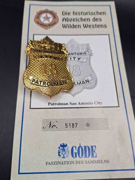 San Antonio City Patrolman 18 Police Badge Polizei US Abzeichen Marke Insigne