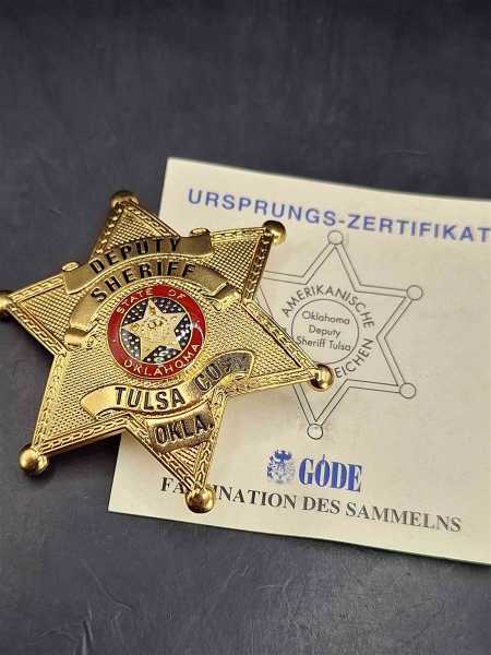 Deputy Sheriff Oklahoma Tulsa Co Police Badge Polizei US Abzeichen Marke Insigne