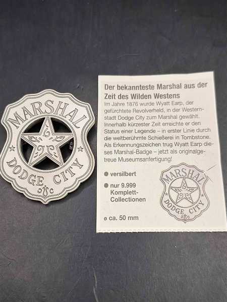 Marshal Dodge City 1876 Wyatt Earp Police Badge Polizei US Abzeichen Insigne