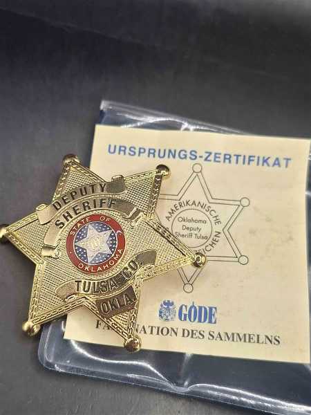 Deputy Sheriff Oklahoma Tulsa Police Badge Polizei US Abzeichen Marke Insigne