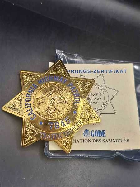 California Highway Patrol Traffic Officer 7845 Police Badge Polizei US Insigne