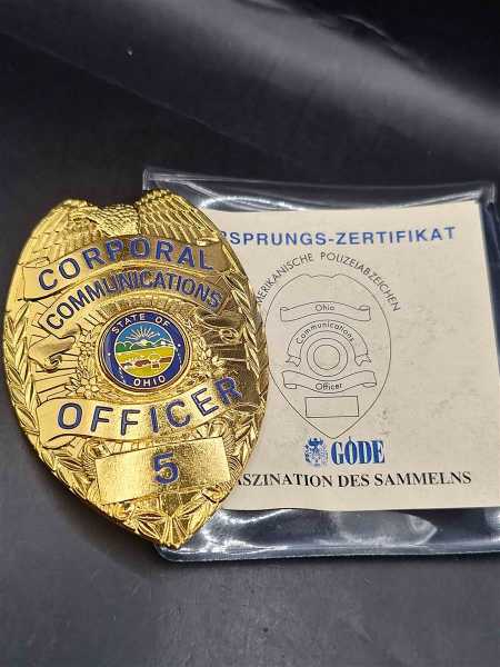 Corporal Communications Officer 5 OHIO Police Badge Polizei US Abzeichen Insigne