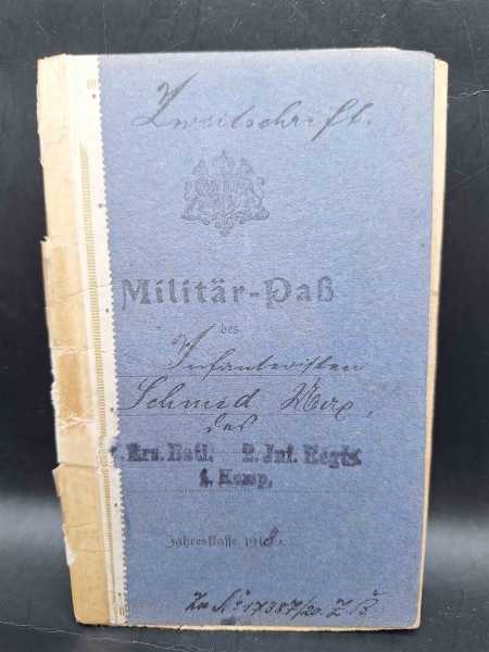 Militärpaß Ers. Batl. 2. Inf. Regts. 2. Komp. Landshut 1918 Militaria