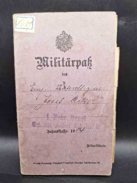 Militärpaß 1. Rekr. Depot Ers. Abt. Feldart. Reg. No. 30 Soissons Reims Marne