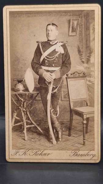 CDV um 1900 Militaria Soldat Uniform Waffenrock Regiment Bamberg Epauletten 06