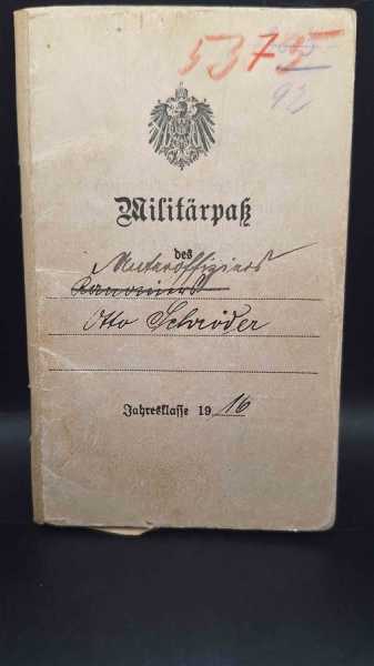 Militärpaß Ersatzbataillon Fussartl. Regts. No. 16 1. Rekruten Funkerabteilung