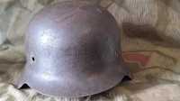 Original Stahlhelm 2 WK mit Punzen Steelhelmet Casque Militaria Kopfbedeckung