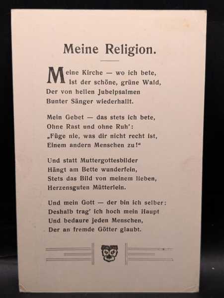 AK Ansichtskarte Postkarte Feldpost Znayden Sneiden Gedichtserie Meine Religion