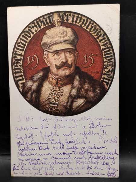 AK Ansichtskarte Postkarte Feldpost 1915 Hindenburg seltenes Motiv!