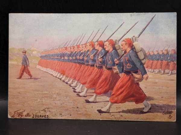 AK Ansichtskarte Postkarte Feldpost French Frankreich Zouaves Armee D´afrique`